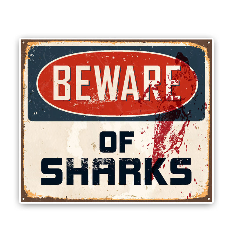 Beware Of Sharks ~ Reflective Decal