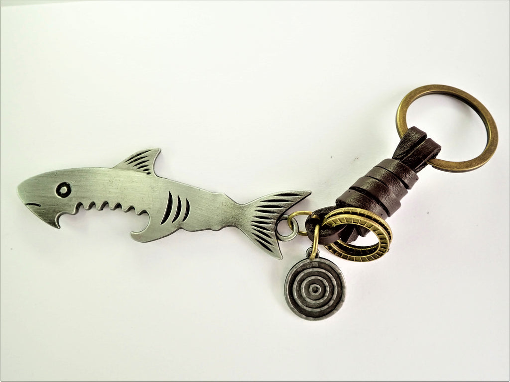 Leather Shark Key Ring Bottle Opener