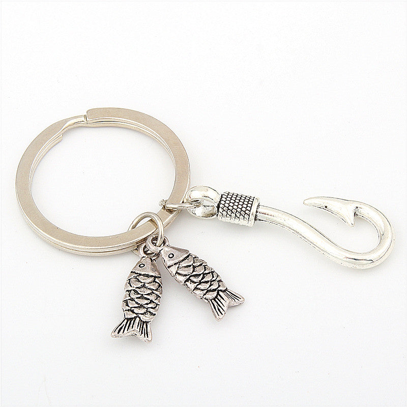 Fish Hook Key Ring ~ With Two Fish