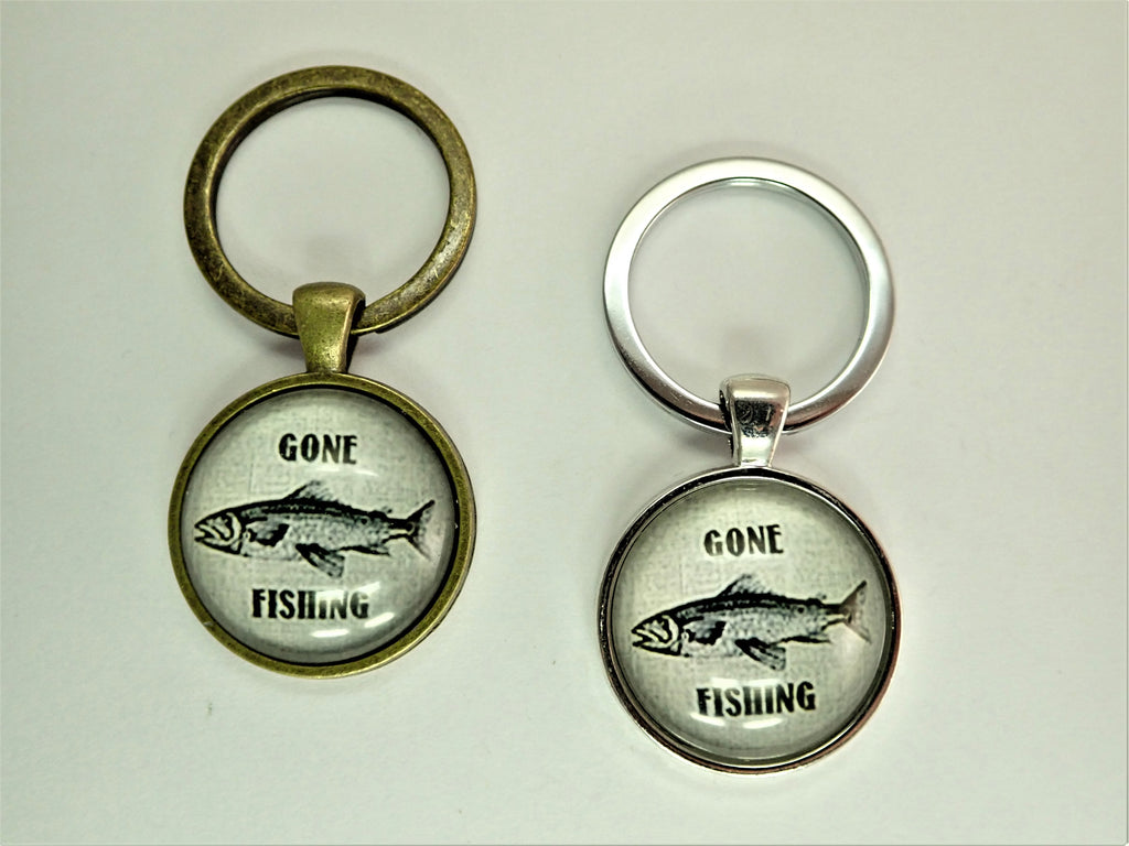 Gone Fishing ~Bronze Vintage Style Key Ring