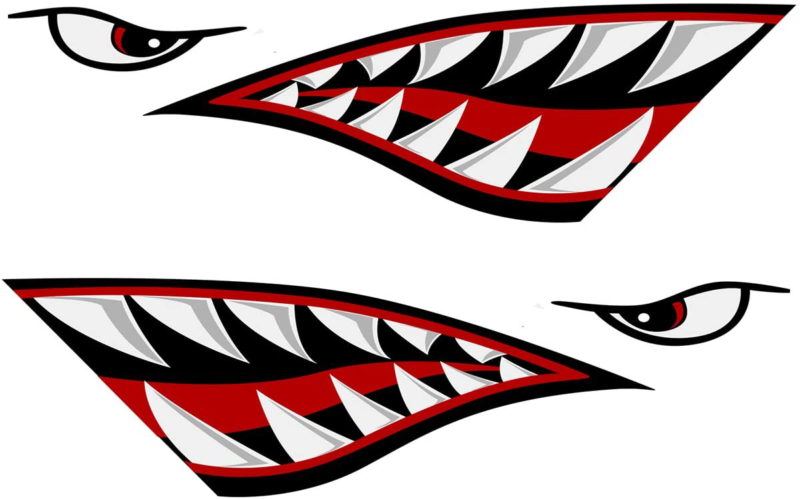 Two Sided Reflective Shark Teeth and Eyes Decal